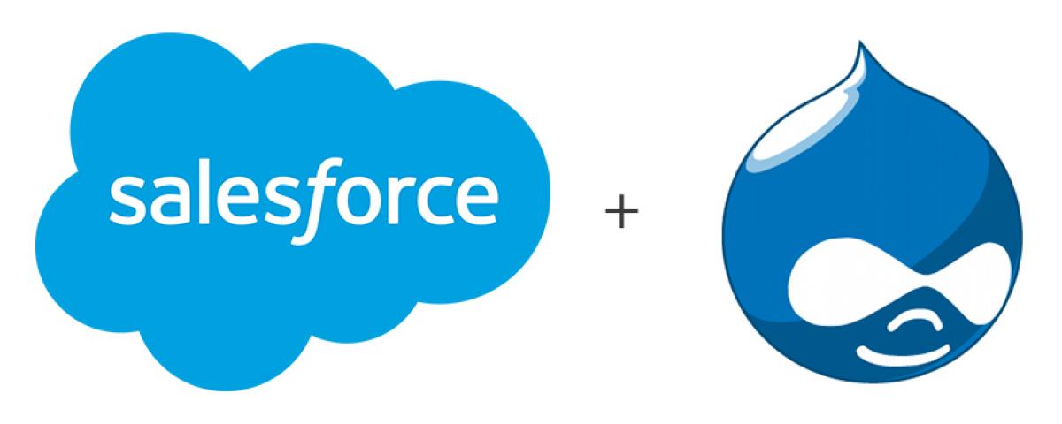 Salesforce logo and Drupal logo