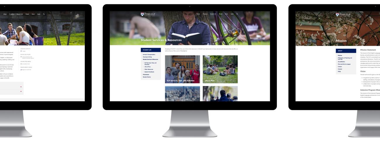 University of Pennsylvania's English Language Programs website on desktop