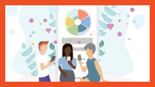 Illustration of three people looking at their mobile phones.